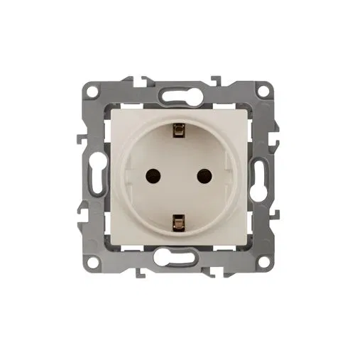 Розетка 1-м СП Эра12 12-2001-02 16А IP20 16AX 250В 2P+E Schuko без монтаж. лапок механизм сл. кость Эра Б0014682