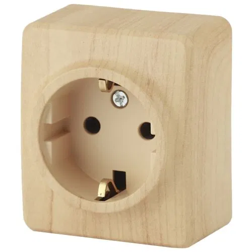 Socket 1-m OP Era Expert 11-2204-11 16A IP20 16AX 250V 2P+E Schuko with shutters pine Era B0020690