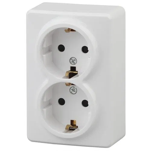 Socket 2-m OP Era Expert 11-2206-01 16A IP20 16AX 250V 2x2P+E Schuko shutter white Era B0020694