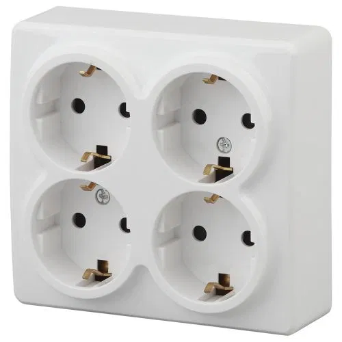 4-way socket OP Era Expert 11-2211-01 16A IP20 16AX 250V 4x2P+E Schuko shuttered white Era B0020709