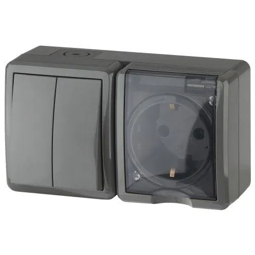 OP block socket+2-way switch 11-7402-03 16AX(10AX)-250V IP54 Expert ser. ERA Б0020736
