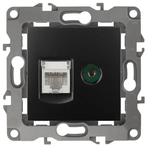 电脑及电视插座 Era12 12-3110-05 RJ45 + TV IP20 炭灰色 Era Б0027445