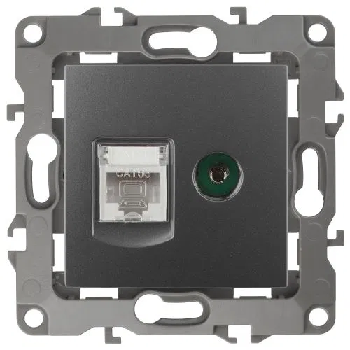 电脑及电视插座 Era12 12-3110-12 RJ45 + TV IP20 石墨色 Era Б0027447