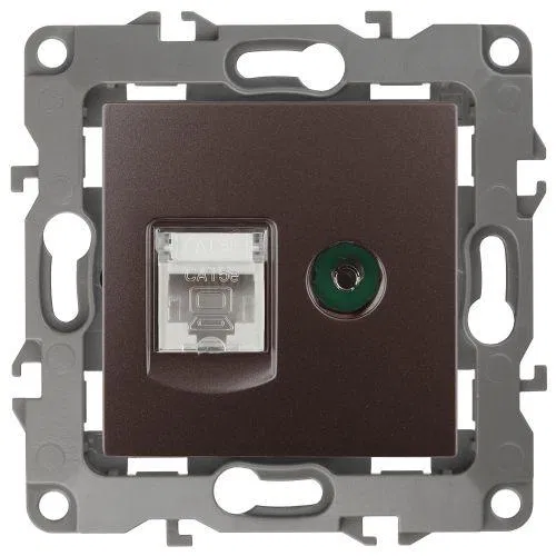 电脑及电视插座 Era12 12-3110-13 RJ45 + TV IP20 铜色 Era Б0027448