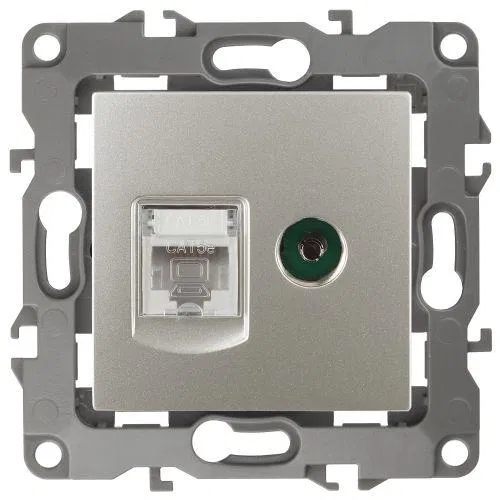 Розетка компьютерная + телевизионная Эра12 12-3110-15 RJ45 + TV IP20 перламутр Эра Б0027450