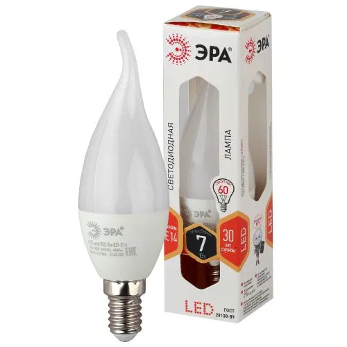 LED lamp BXS-7w-827-E14 candle in the wind 560lm ERA Б0028482