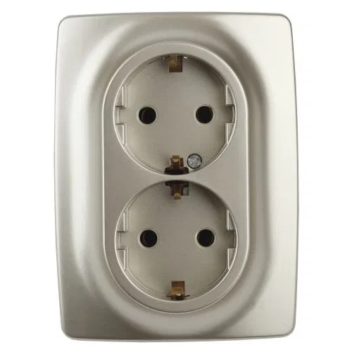 Socket 2-way SP Era12 12-2106-04 16A IP20 16AX 250V 2x2P+E Schuko champagne Era Б0031231