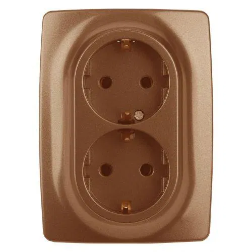 Розетка 2-м СП Эра12 12-2106-14 16А IP20 16AX 250В 2х2P+E Schuko медь Эра Б0031236