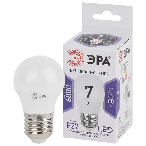 LED灯泡 P45-7W-860-E27 球形 560lm ЭРА Б0031402