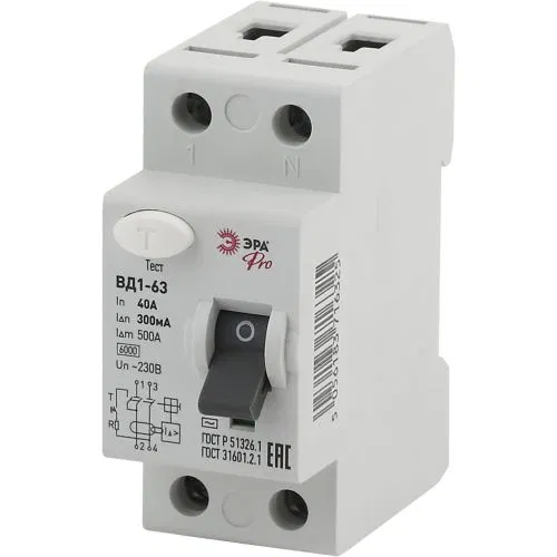 Residual Current Device (RCD) 1P+N 40A 300mA VD1-63 Pro NO-902-57 ERA B0031896