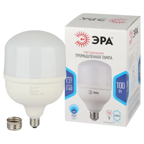 Лампа светодиодная высокомощная STD LED POWER T160-100W-4000-E27/E40 100Вт T160 колокол 4000К нейтр. бел. E27/E40 (переходник в компл.) 8000лм Эра Б0032089