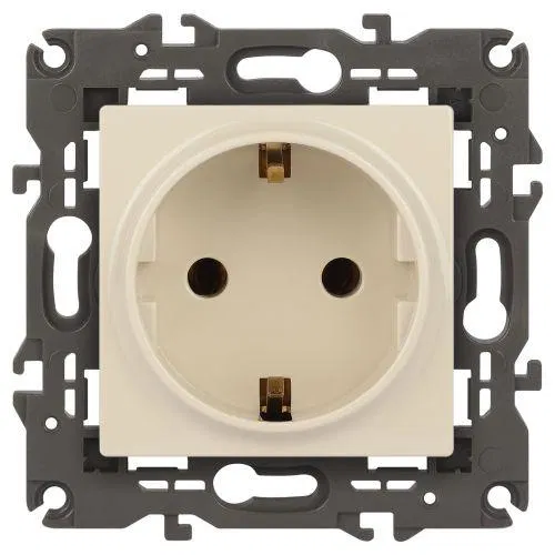 插座 1-м СП Era Elegance 14-2101-02 16A IP20 16AX 250V 2P+E Schuko 象牙白 Era Б0034265
