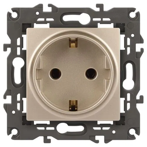 Socket 1-way Era Elegance 14-2101-04 16A IP20 16AX 250V 2P+E Schuko champagne Era B0034268