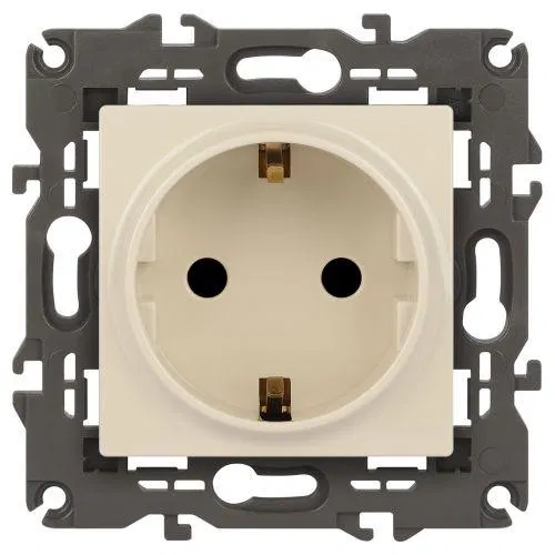 Socket 1-way SP Era Elegance 14-2102-02 16A IP20 16AX 250V 2P+E Schuko with shutter light bone Era Б0034273