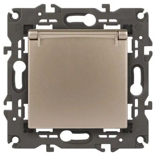 Era Elegance 14-2103-04 单位插座 16A IP20 16AX 250V 2P+E Schuko 带保护盖 香槟色 Era Б0034281