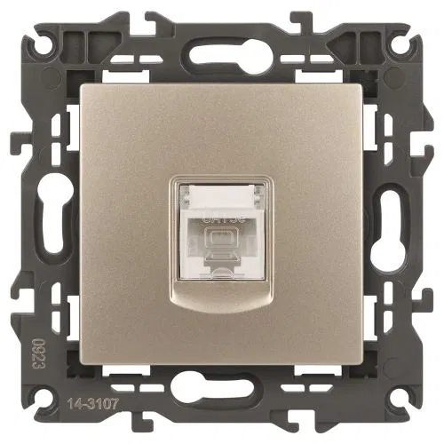 Elegance 1-口电脑插座 14-3107-04 RJ45 IP20 香槟色 机械结构 Эра Б0034305