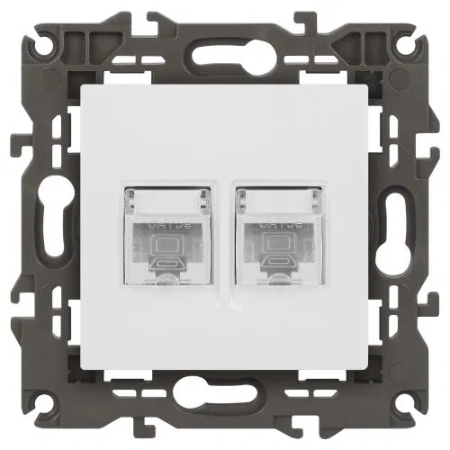 电脑插座 2孔 Elegance 14-3108-01 RJ45 IP20 模块白色 Эра Б0034308