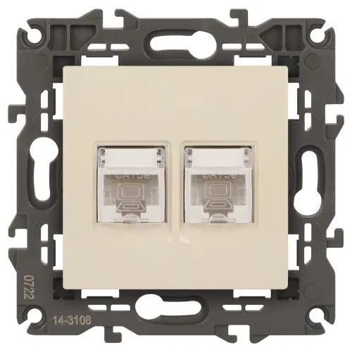 Розетка компьютерная 2-м Elegance 14-3108-02 RJ45 IP20 механизм сл. кость Эра Б0034309