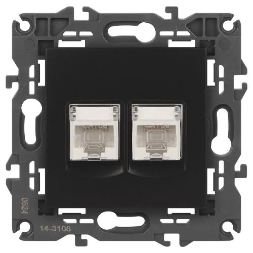 Розетка компьютерная 2-м Elegance 14-3108-05 RJ45 IP20 механизм антрацит Эра Б0034312