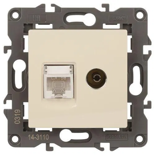 Computer + TV socket 2-gang Elegance 14-3110-02 RJ45 + TV IP20 mechanism ivory Era Б0034315
