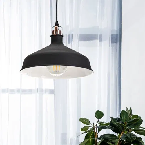 Pendant luminaire PL2 BK/RC max. 60W E27 d300mm metal shagreen black copper ERA B0037413