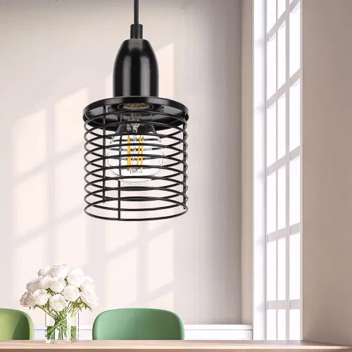 Pendant luminaire PL5 BK max. 60W E27 d107mm metal black ERA B0037452