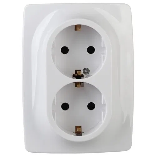 Розетка 2-м СП Эра12 12-2006-01 16А IP20 250В 2х2P+E Schuko без лапок бел. Эра Б0038808