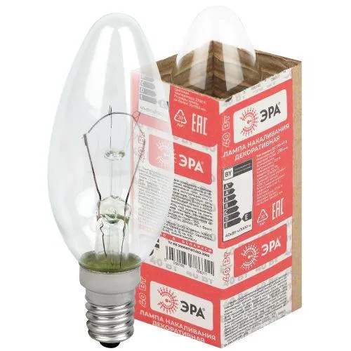 Incandescent lamp DC 40-230-E14 40W candle (B36) 230V E14 ERA Б0039125