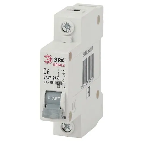 Modular automatic switch 1p C 6A 4.5kA ВА 47-29 SIMPLE-mod-01 ЭРА Б0039218