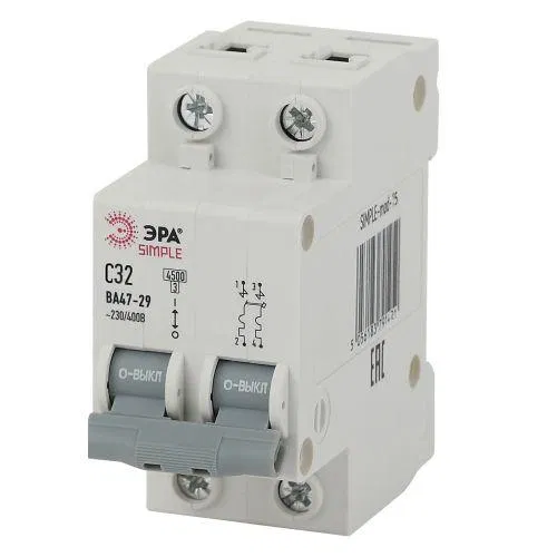 Modular automatic switch 2p C 32A 4.5kA VA 47-29 SIMPLE-mod-15 ERA Б0039232