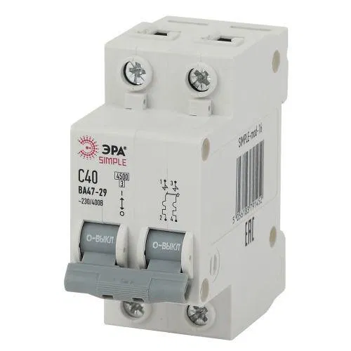2P C 40A 4.5kA 模块式微型断路器 47-29 SIMPLE-mod-16 ЭРА Б0039233