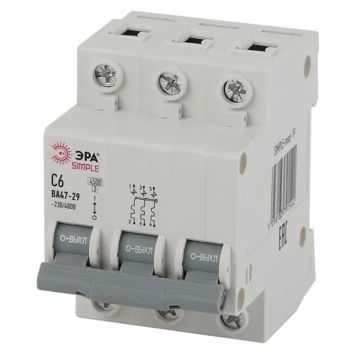 模块式微型断路器 3P C 6A 4.5kA ВА 47-29 SIMPLE-mod-19 ЭРА Б0039236