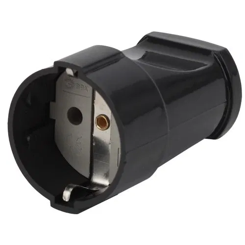 Cable socket with ground straight 16A black Rx2-B ЭРА Б0039683