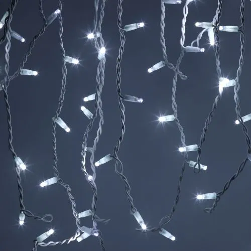Гирлянда светодиодная "Бахрома" 2х1м 120LED холод. бел. IP65 220В бел. мерцание провод бел. каучук (без шнура питания) Эра Б0051891