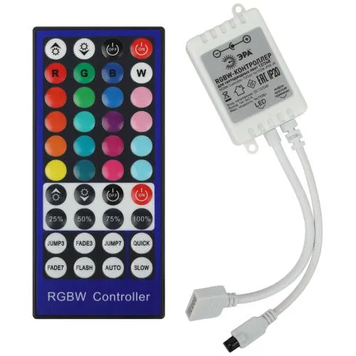 Контроллер для светодиодной ленты с ИК пультом RGBW-Controller-12/24V-96/192W-IP20-IR ЭРА Б0061113