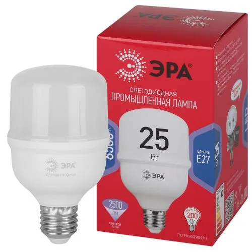 Лампа светодиодная высокомощная RED LINE LED POWER T70-25W-6500-E27 R 25Вт Т70 колокол 6500 К холод. бел. E27 2500лм Эра Б0063838