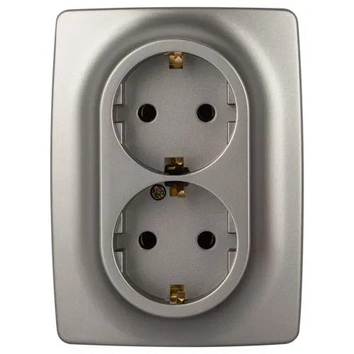 Розетка 2-м СП Эра12 12-2106-16 16А 250В 2X2P+E Schuko титан Эра Б0065706