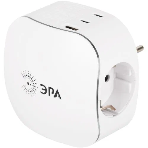 Разветвитель 3-м SP-3e-3USBAC-W + 3 USB A+C с заземл. со шторками 16А бел. Эра Б0069081