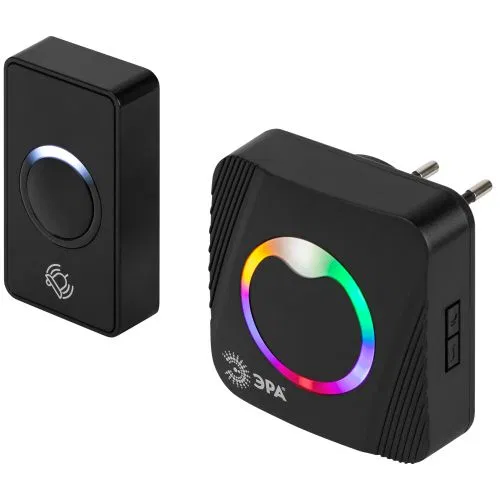 Звонок дверной POLYCOLOR C101 беспроводной RGB подсветка от сети черный 36мелодий Эра Б0069998