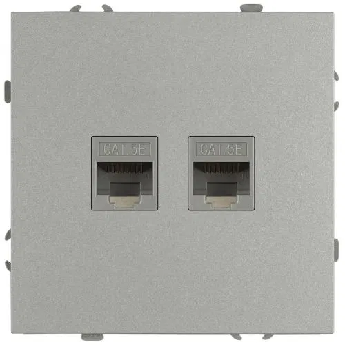 Розетка информационная 2-м СП Galaxy RJ45 16А IP20 250В алюм. Эра Б0070760