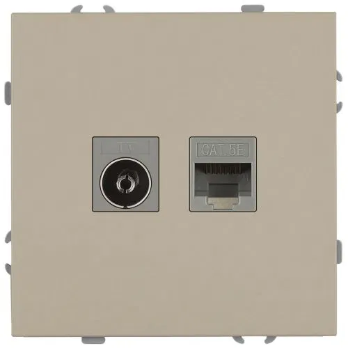 Розетка комбинированная СП Galaxy RJ45 + TV 16А IP20 250В шампань Эра Б0070782