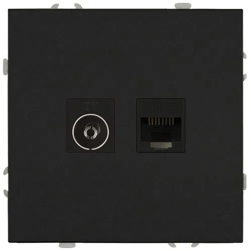 Розетка комбинированная СП Galaxy RJ45 + TV 16А IP20 250В антрацит Эра Б0070784