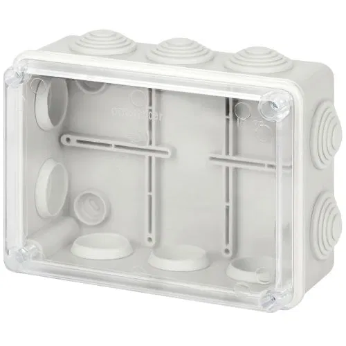 Junction box KORvpk-150-110-70-10g OP 150x110x70mm transparent screw lid 10 cable glands IP55 Era series B0071913