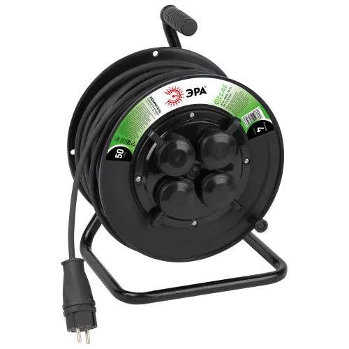 Power extension cord GREEN LINE KAT-KG-2x2.5-50m-IP44 on plastic reel with covers 4 sockets 50m KG 2x2.5mm2 IP44 Era B0072571