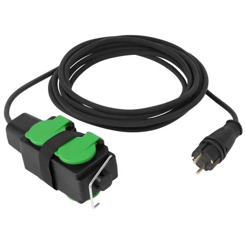 GREEN LINE UDL-KG-3х2.5m-5m-IP44 power extension cord with covers and grounding 4 sockets 5m KG 3x2.5mm2 IP44 Era B0072579