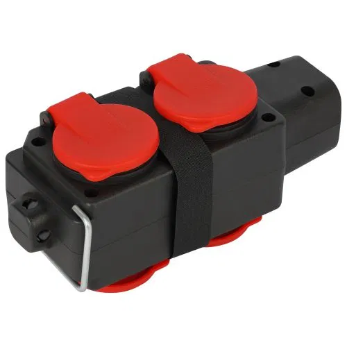 Terminal block KB-4e-R-IP44 with grounding 4 sockets 16A IP44 red Era B0072715