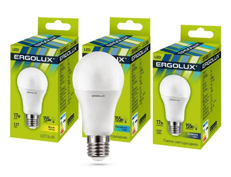 LED-A60-17W-E27-3K 17W 梨形灯 3000K 暖白 E27 180-240V LON Ergolux 13179