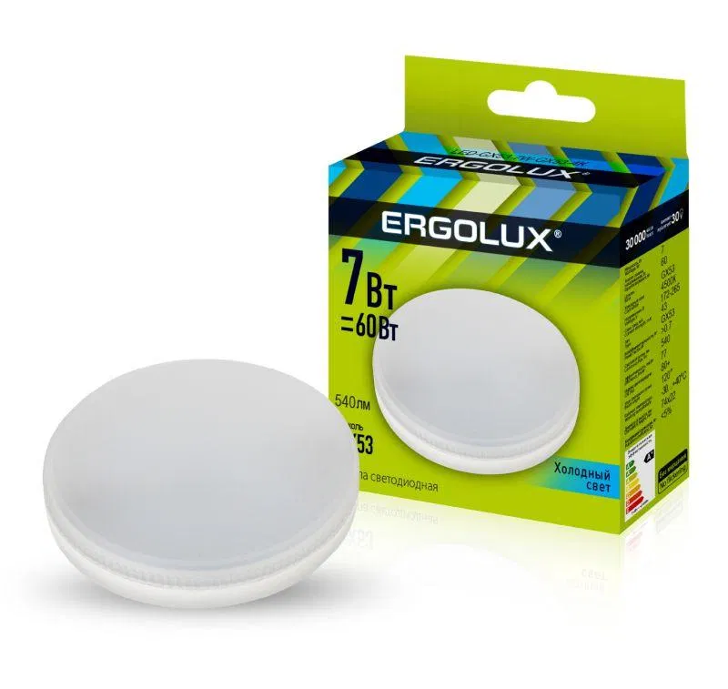 LED-GX53-7W-GX53-4K LED灯 7W 4500K 白色 GX53 180-240V Ergolux 13513