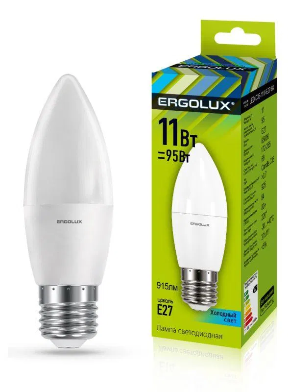 LED lamp LED-C35-11W-E27-4K 11W candle 4500K white E27 180-240V Ergolux 13622