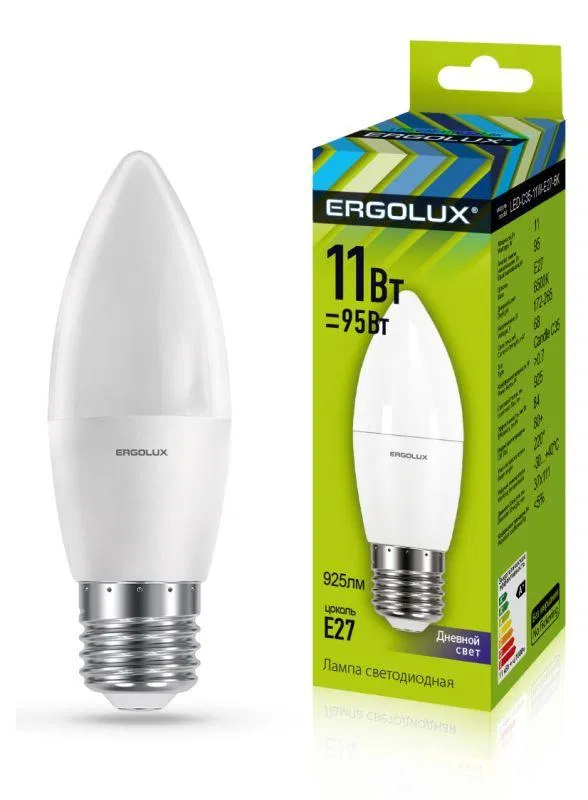 LED lamp LED-C35-11W-E27-6K 11W candle 6500K cold white E27 180-240V Ergolux 13623